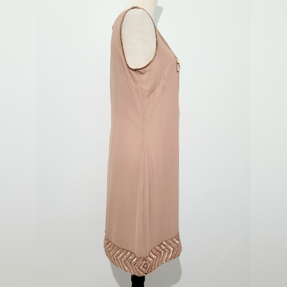 Adrianna Papell Evening Sleeveless Shift Dress Beaded Sequin Embellished Size 10 - Picture 4 of 11